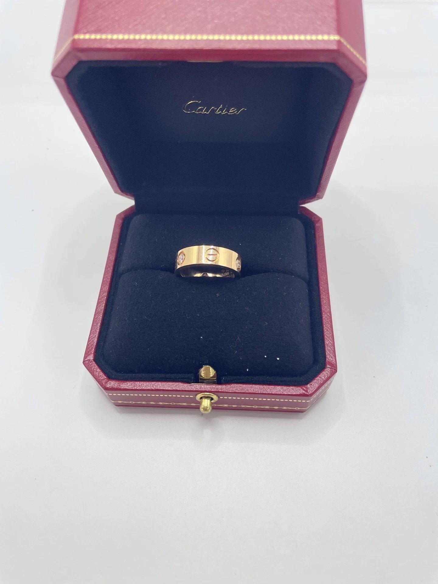 Cartier Cartier 19 Love Rose Gold 3 Diamond Ring Size 50 Size ONE SIZE - 4 Thumbnail