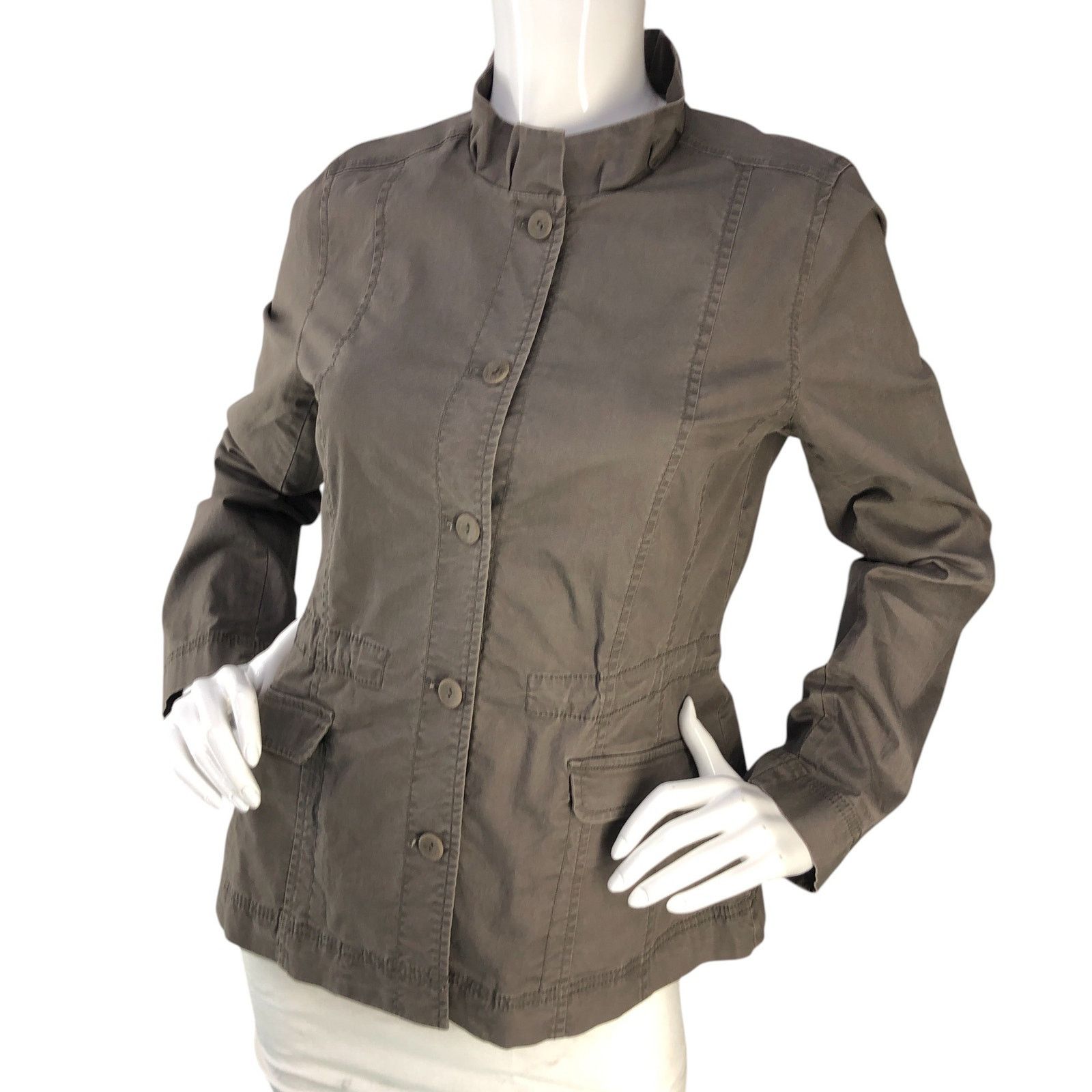 Eileen Fisher Eileen Fisher Size S Shacket Ruffle Collar Utility TINY FLAW Size S / US 4 / IT 40 - 1 Thumbnail