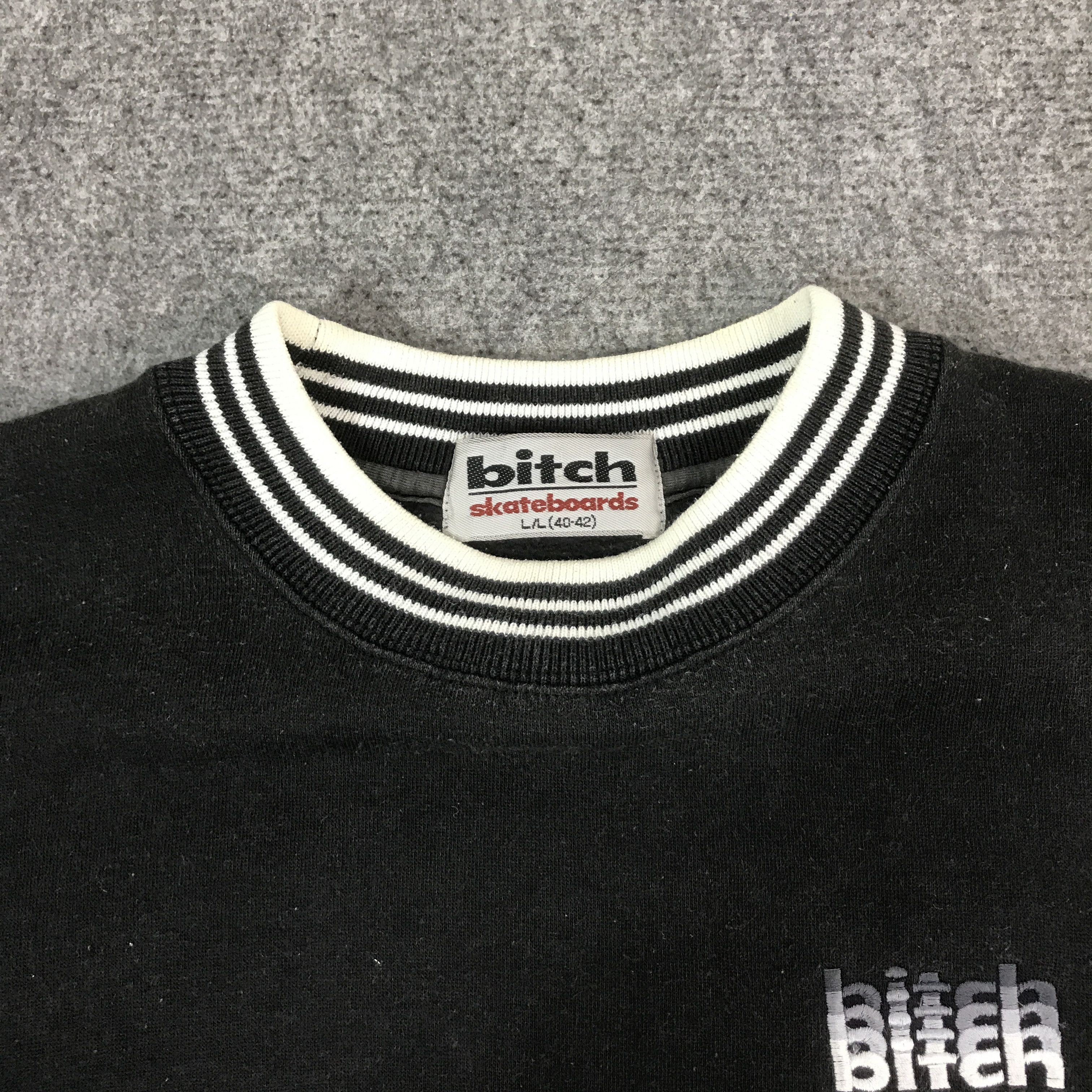 Japanese Brand Vtg bitch skateboards black faded sweatshirt K62B13 Size US L / EU 52-54 / 3 - 8 Thumbnail