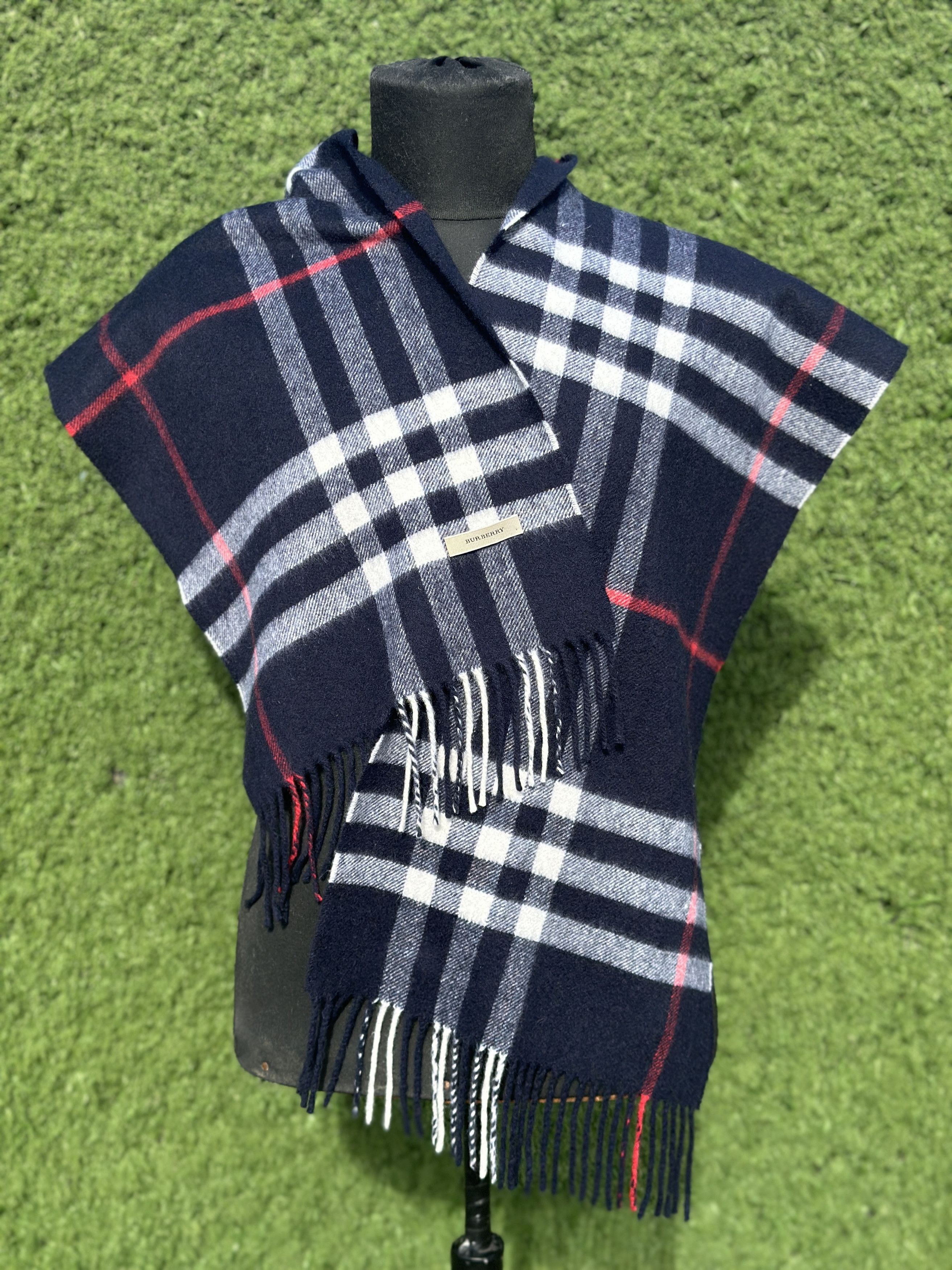 Burberry Burberry 100% Cashmere Check Scarf Fringe Classic 180x30 Cm Size ONE SIZE - 7 Thumbnail