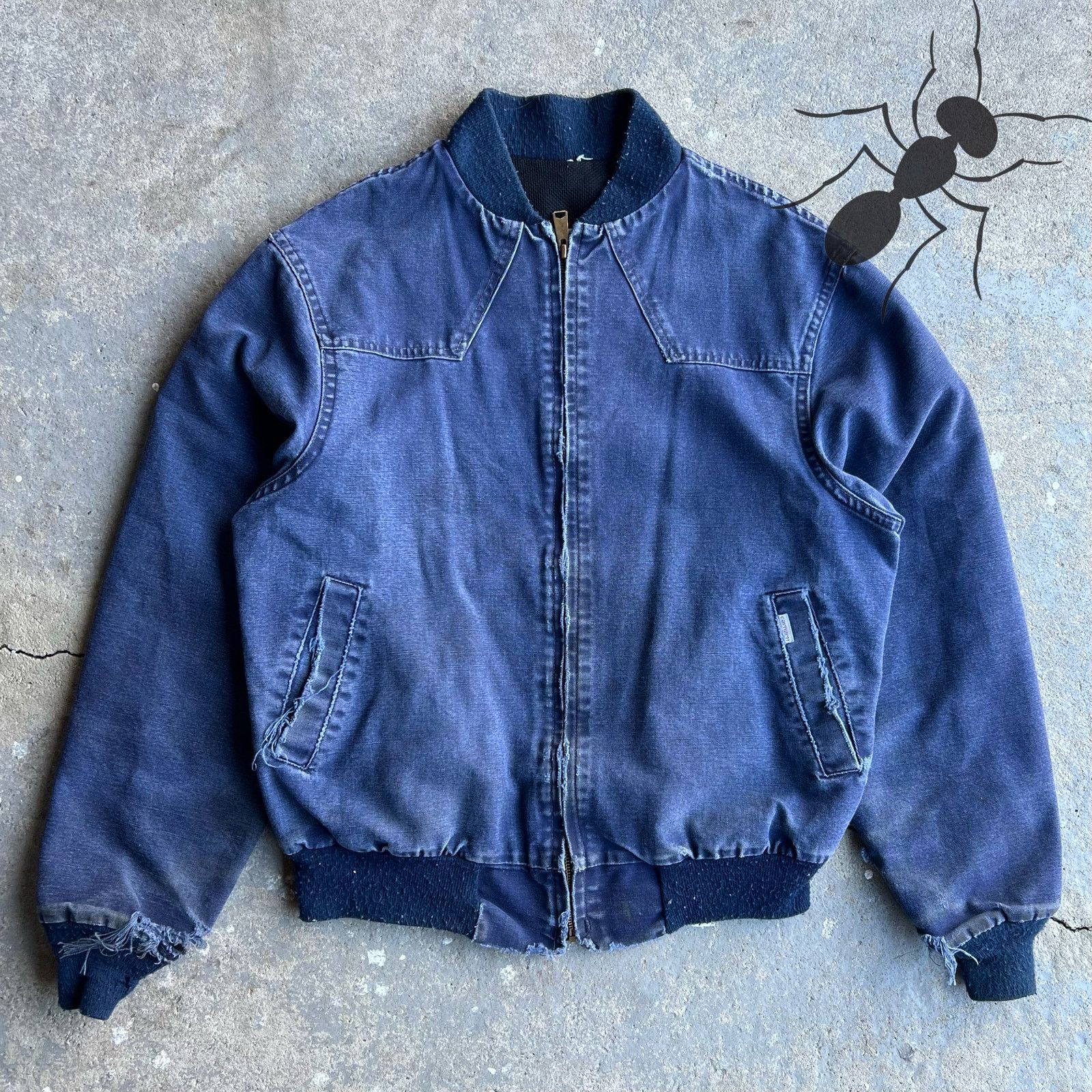 Carhartt × Vintage Vintage 1989 Carhartt blue Santa Fe distressed work jacket Size US M / EU 48-50 / 2 - 1 Thumbnail