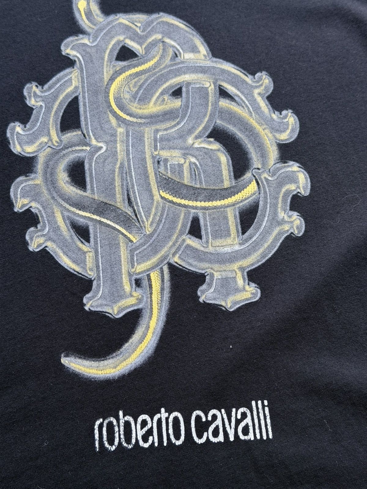 Roberto Cavalli 2000s Cavalli Black Graphic T-Shirt Size US M / EU 48-50 / 2 - 2 Thumbnail