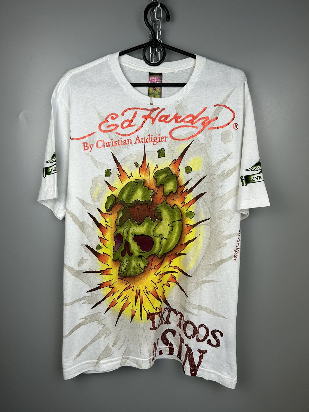 Christian Audigier × Ed Hardy × Vintage Ed Hardy by Christian Audigier All Over Printed T-Shirt Size US S / EU 44-46 / 1 - 1 Thumbnail