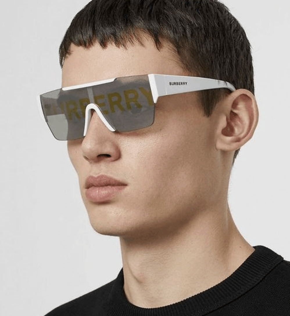 image of New Burberry Be4291 - 3007/h Gray Mirrored Shield Unisex Log in Grey, Men's