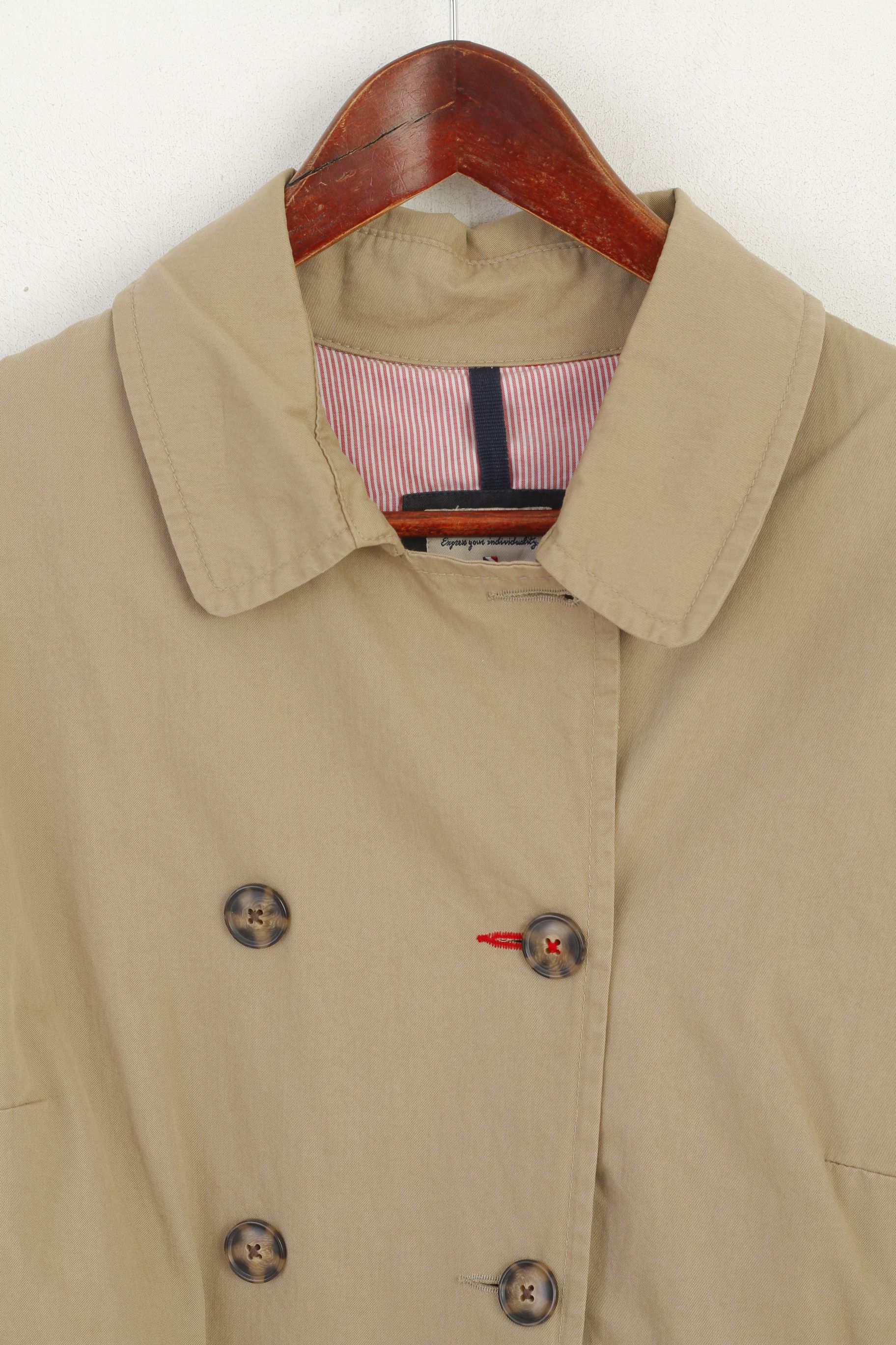 Vintage Peckott Women L Coat Beige Cotton Trench 6280 Size L / US 10 / IT 46 - 3 Thumbnail