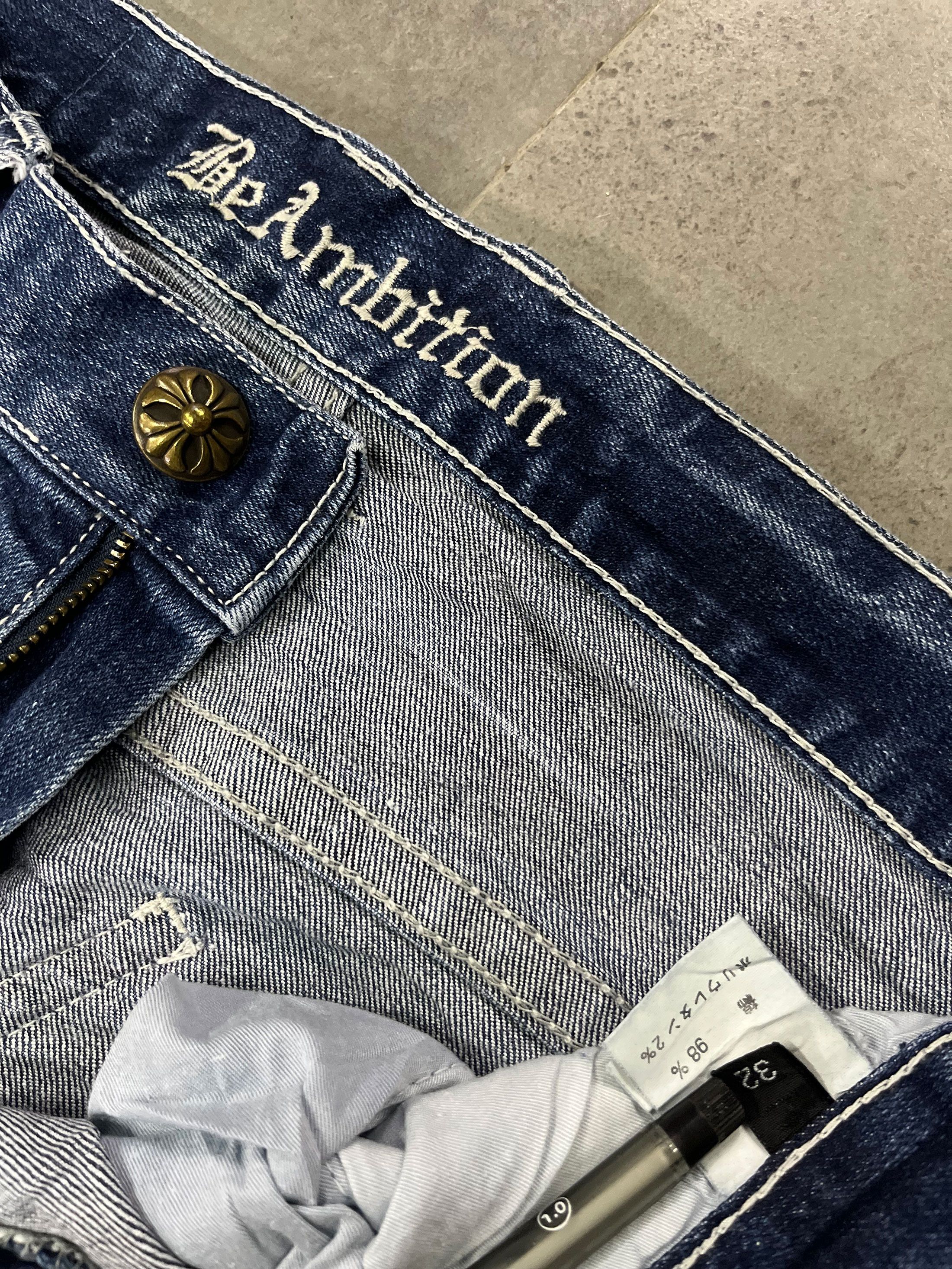 Designer Be Ambition Skull Patches Crafted Jeans Size US 32 / EU 48 - 3 Thumbnail