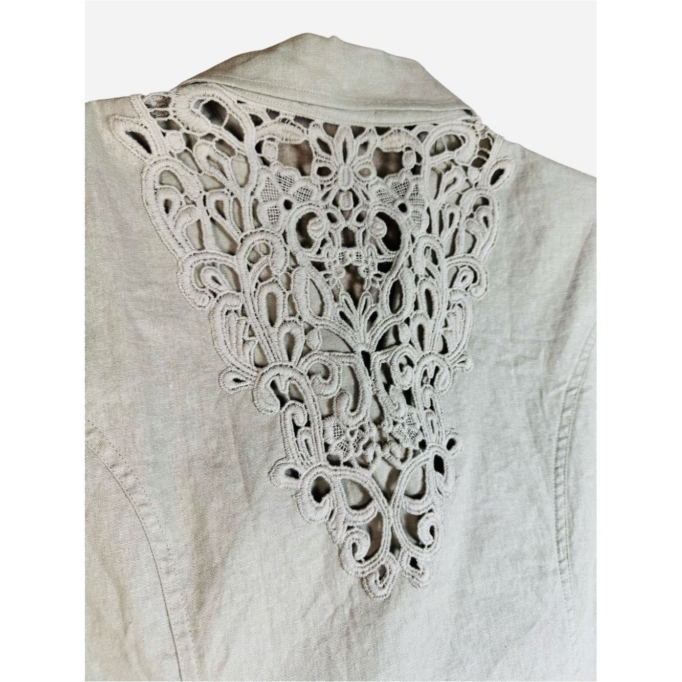 Other Susan Graver Linen Blend 3/4 Sleeve Blazer With Crochet Bac Size L / US 10 / IT 46 - 5 Thumbnail
