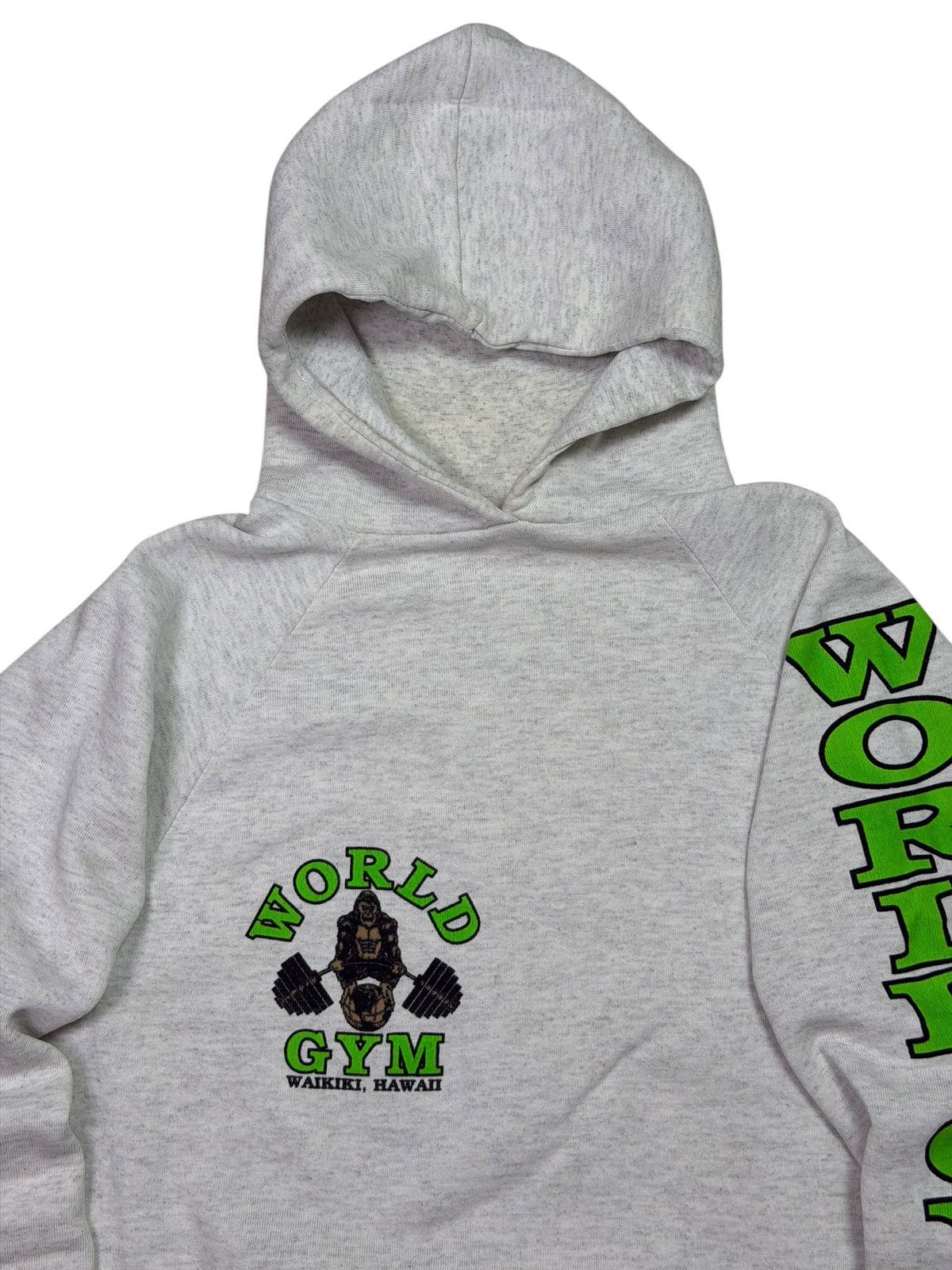 Vintage *RARE* VINTAGE 90s WORLD GYM HAWAII HOODIE BODYBUILDING Size US L / EU 52-54 / 3 - 9 Thumbnail