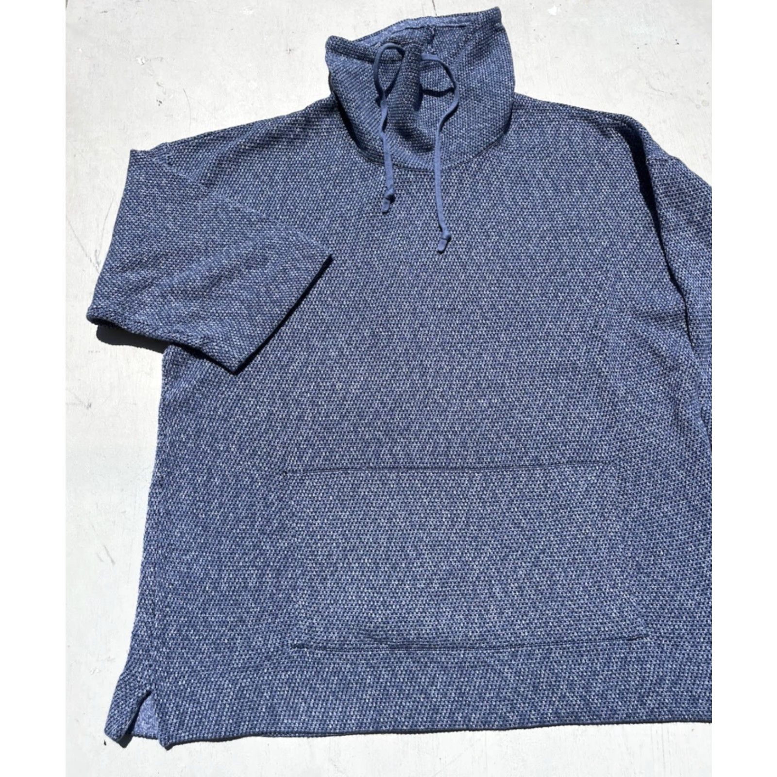 J. Jill J. Jill Women's Sweater Blue High Neck 3/4 Sleeve Knit Boho City Lagenlook Pocket Regular M Size M / US 6-8 / IT 42-44 - 4 Thumbnail