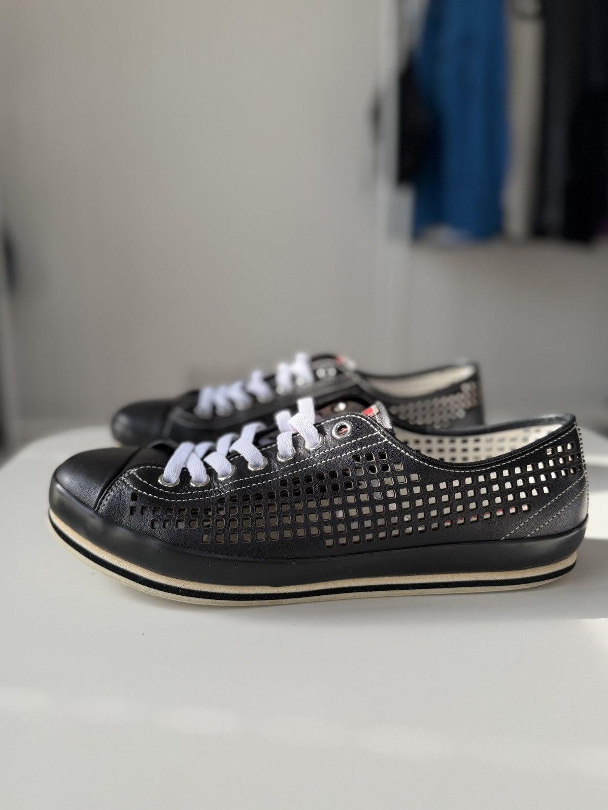 Prada Prada Sport Linea Rossa perforated leather sneakers vintage Size US 7.5 / EU 40-41 - 5 Thumbnail