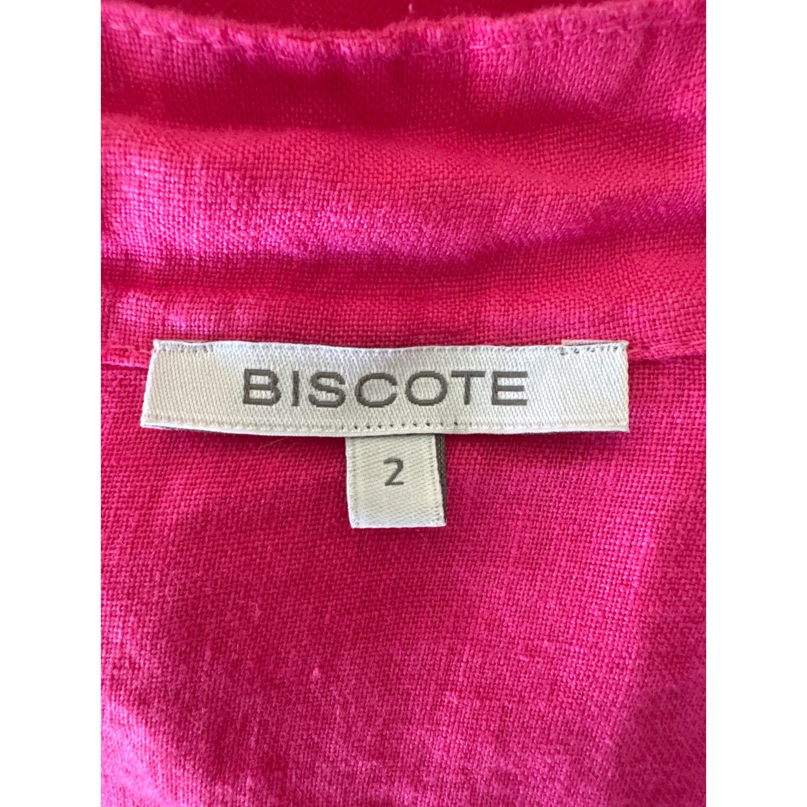 BISCOTE 100% Linen Tie Waist Short Sleeve One Piece Jumpsuit