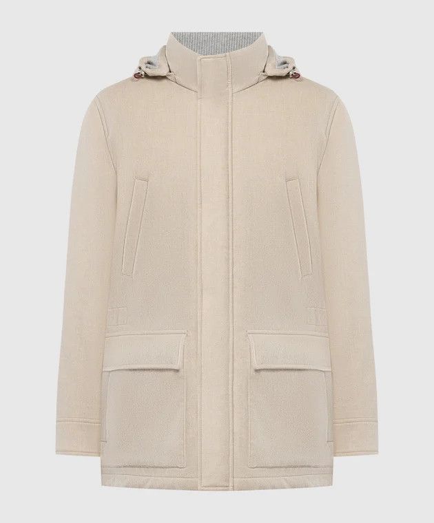 o1w1db10226 Cashmere Hooded Jacket in Beige