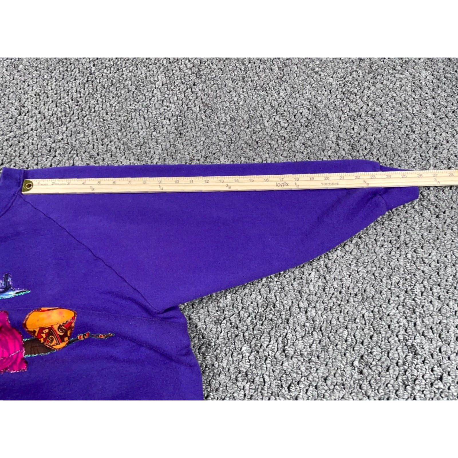 Fruit Of The Loom Southwestern Tribal Painted Mock Neck Sweatshirt Women's Large Purple 90s Size L / US 10 / IT 46 - 7 Thumbnail