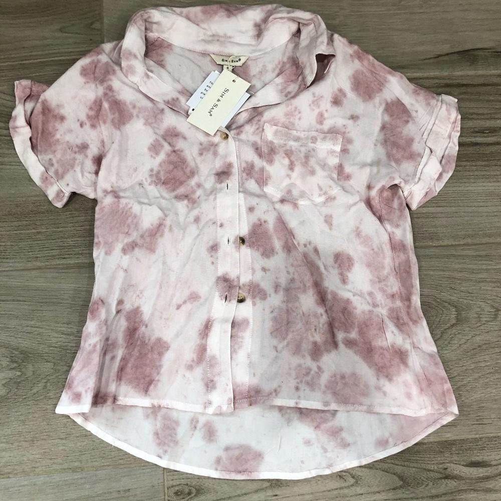 Designer Sim & Sam Pink Tie Dye Button Down Shirt Size S / US 4 / IT 40 - 1 Thumbnail
