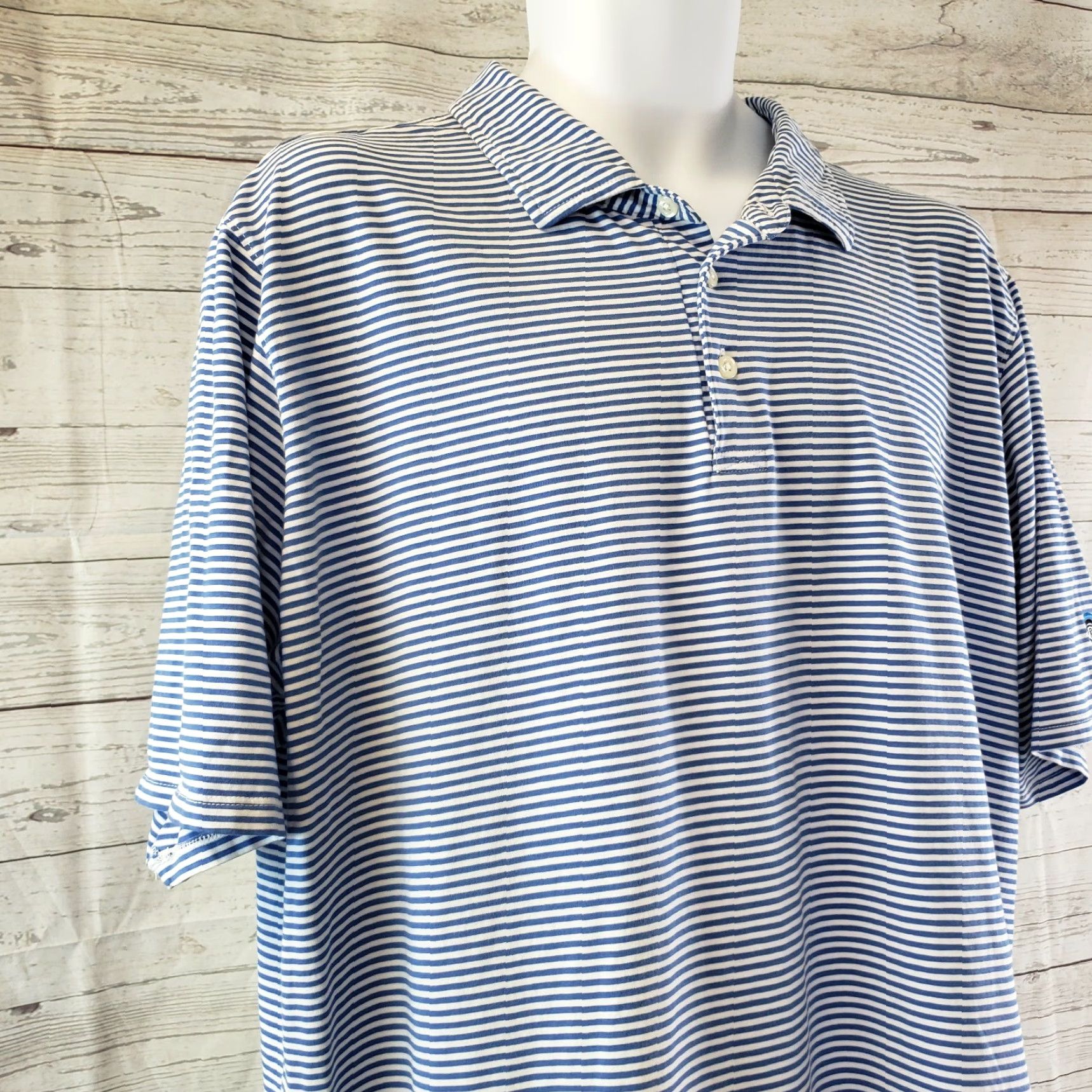 Vintage B. Draddy Polo Shirt Mens 2XL Blue White Stripe Short Sleeve Shirt Polo Size US XXL / EU 58 / 5 - 4 Thumbnail