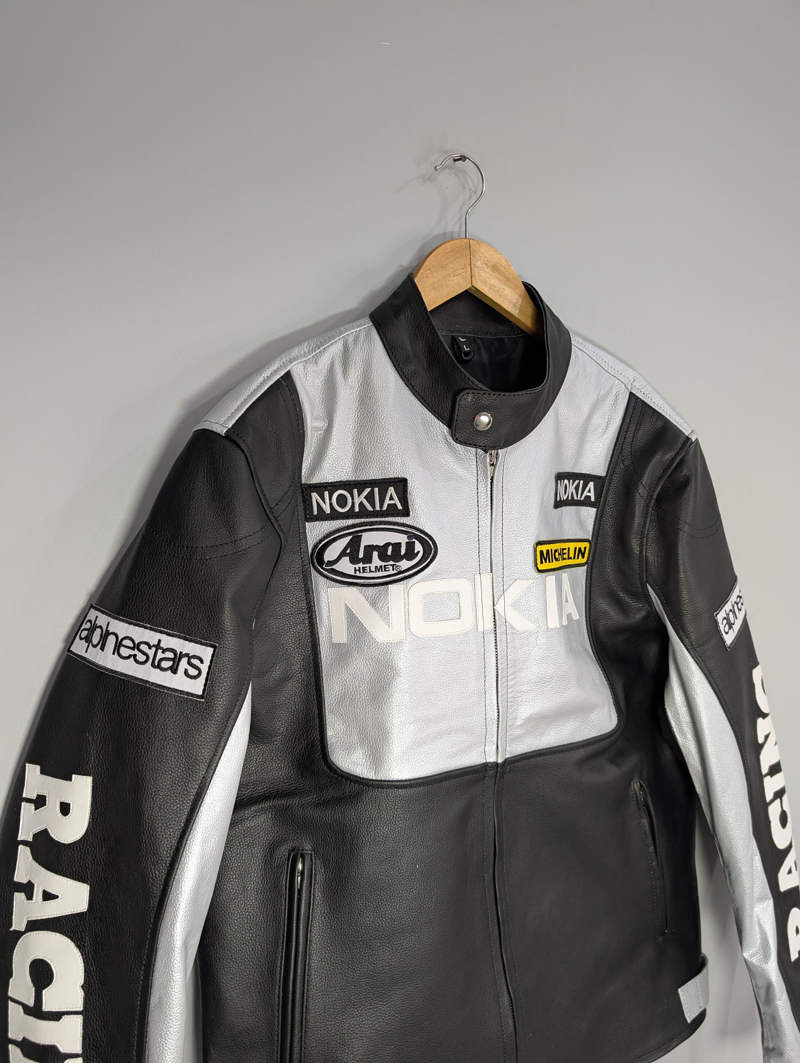 Vintage 🔥NOKIA🔥 Vintage 90s Racing Real Cowhide Leather Jacket Size S / US 4 / IT 40 - 4 Thumbnail