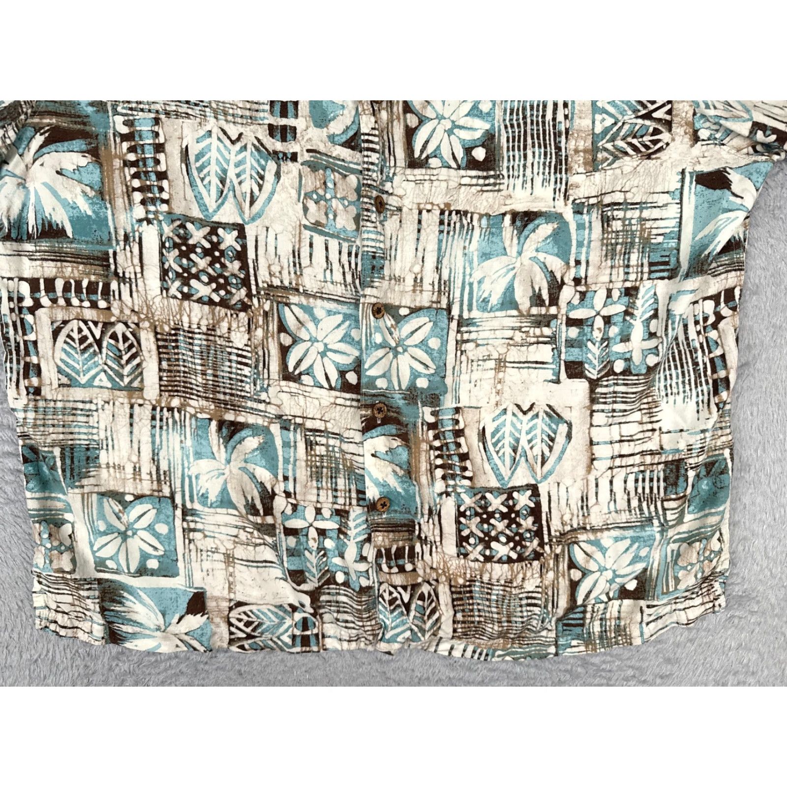 Vintage Caribbean Shirt Men Extra Large Blue White Tile Floral Rayon Hawaiian Button Up Size US XL / EU 56 / 4 - 5 Thumbnail