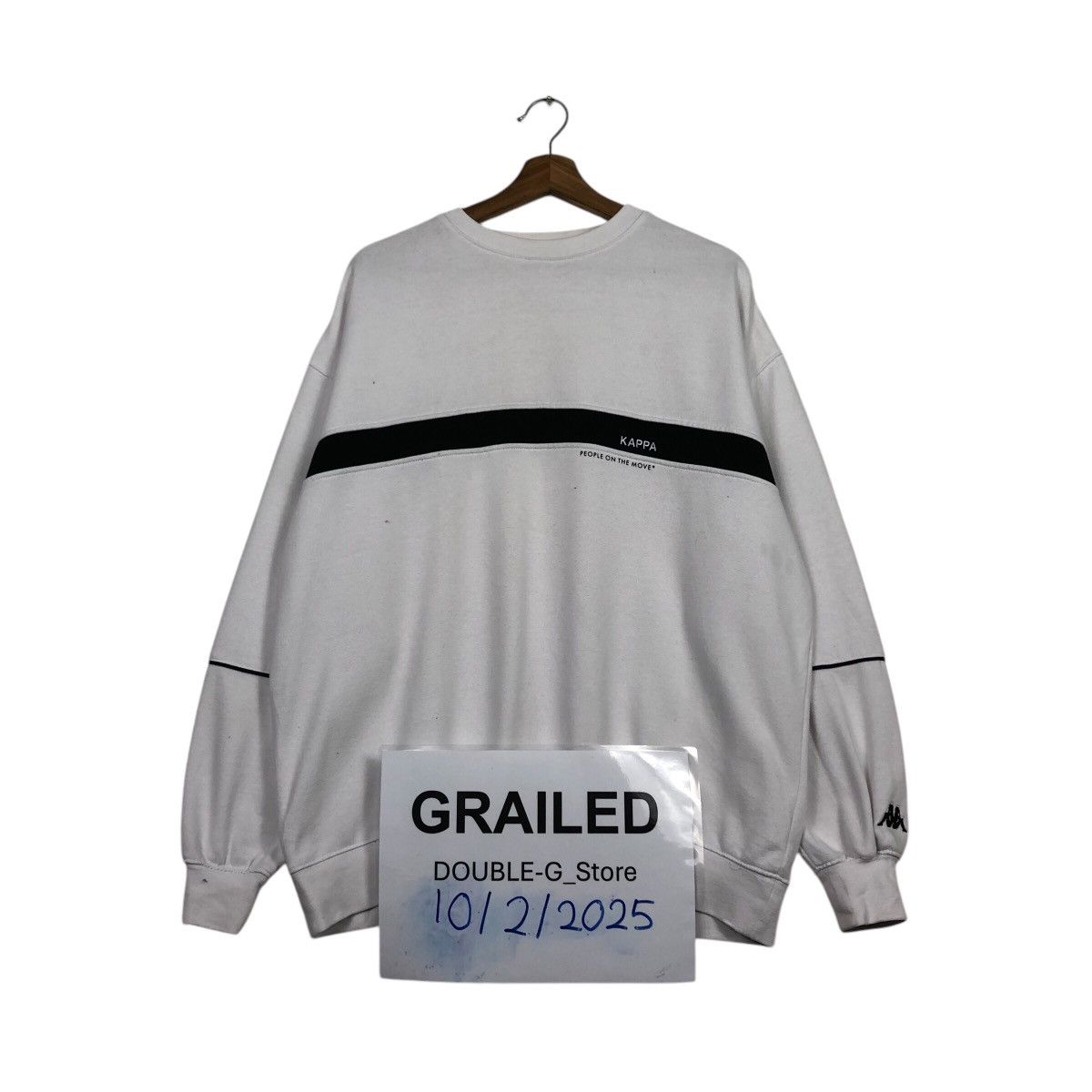 Japanese Brand Vintage Kappa Big Fit Sweat Black Chest Stripe, Minimal Logo Size US M / EU 48-50 / 2 - 1 Thumbnail