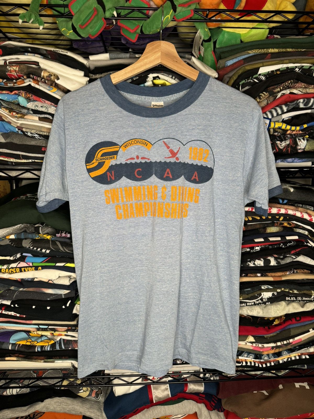 Vintage 1982 NCAA Swimming & Diving Championship Ringer Tee