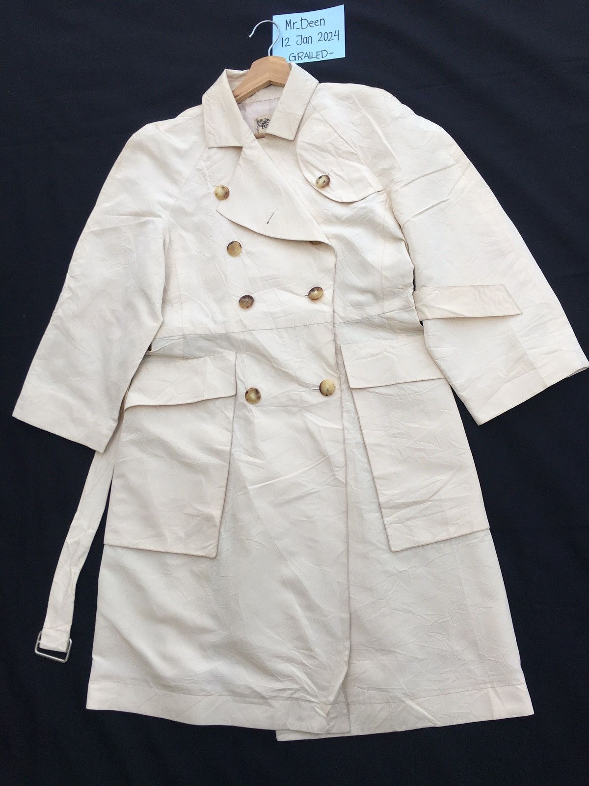 Hermes Vintage 90s HERMÈS Trench Coat Double Breasted Coat Size M / US 6-8 / IT 42-44 - 3 Thumbnail