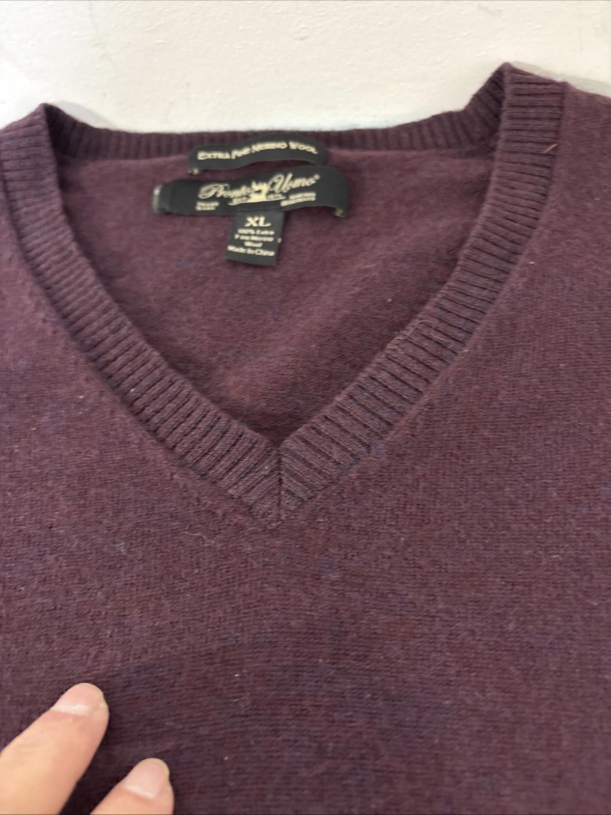Pronto Uomo Pronto Uomo Extra Fine Merino Wool V-Neck Sweater Mens XL Size US XL / EU 56 / 4 - 8 Thumbnail