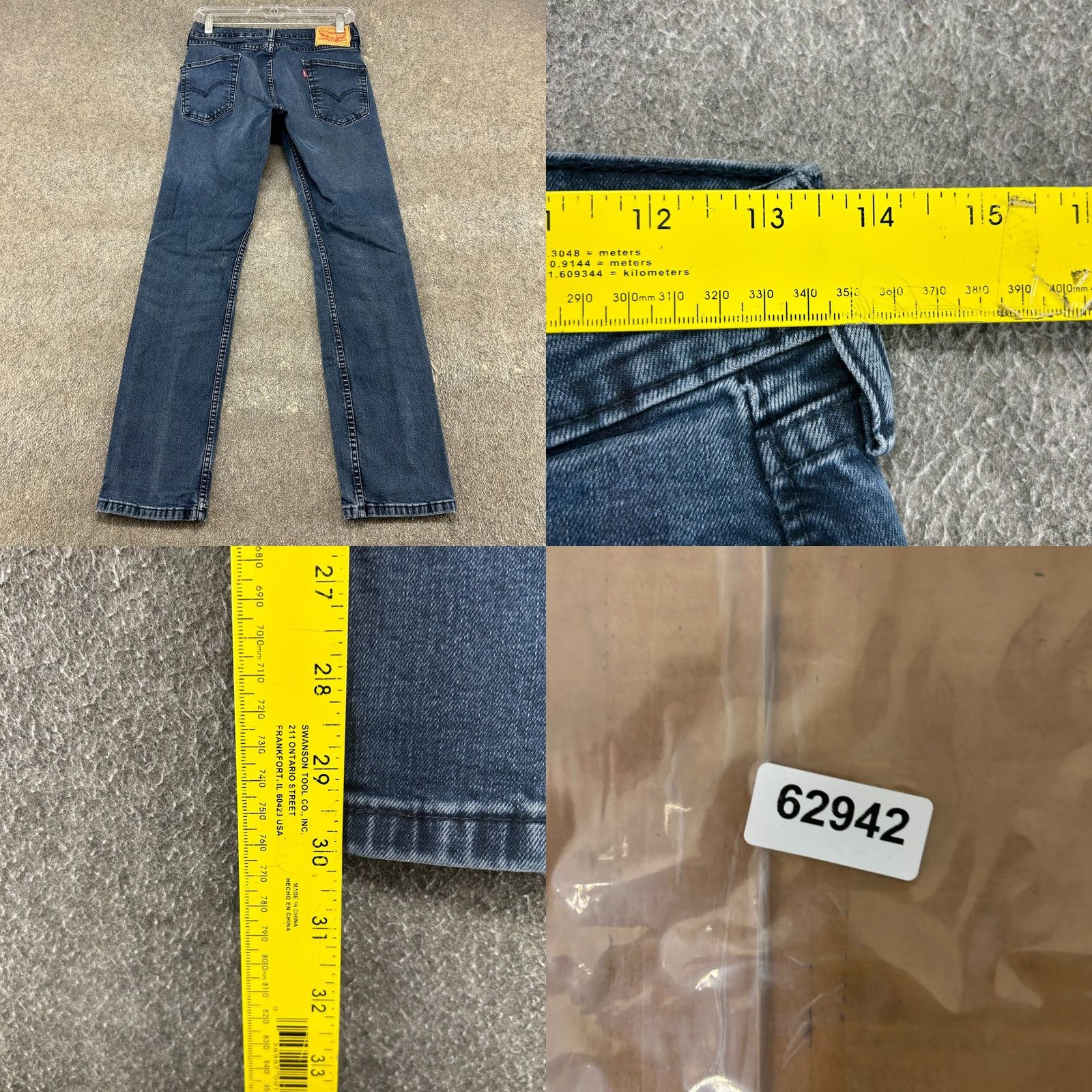 Levi's Levi's 514 Jeans Mens 29x30 Blue Straight Regular Distressed Stretch Dark Wash Denim 5-Pocket Mens Regular Blue Jeans + Levi's 500 Series Model 514 Size US 29 - 9 Thumbnail