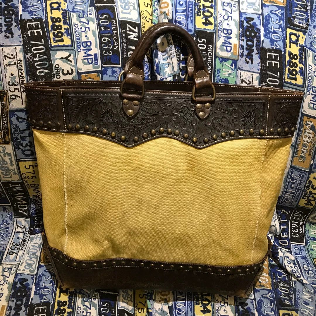 RRL Ralph Lauren RRL Carved Leather Rivet Tote Bag Size ONE SIZE - 1 Thumbnail