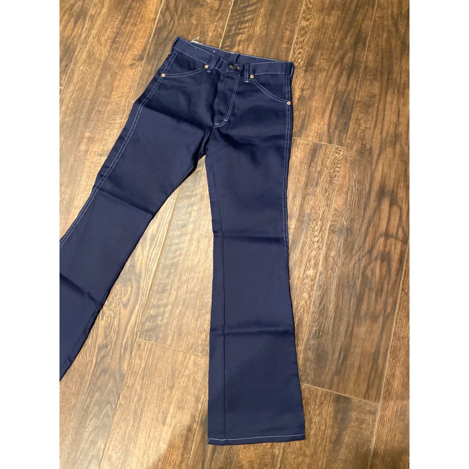 Vintage VINTAGE MR LEGGS HIPPY JEANS 27x30 70s BELLBOTTOM CUT NWT Blue Denim Adults Mens Womens 18? Size US 27 - 2 Thumbnail