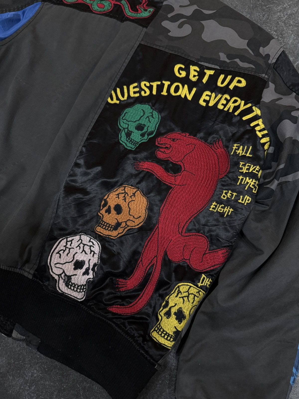 Diesel Very Rare Diesel Men Sukajan Skull Patchwork Zip-Up Size US L / EU 52-54 / 3 - 7 Thumbnail