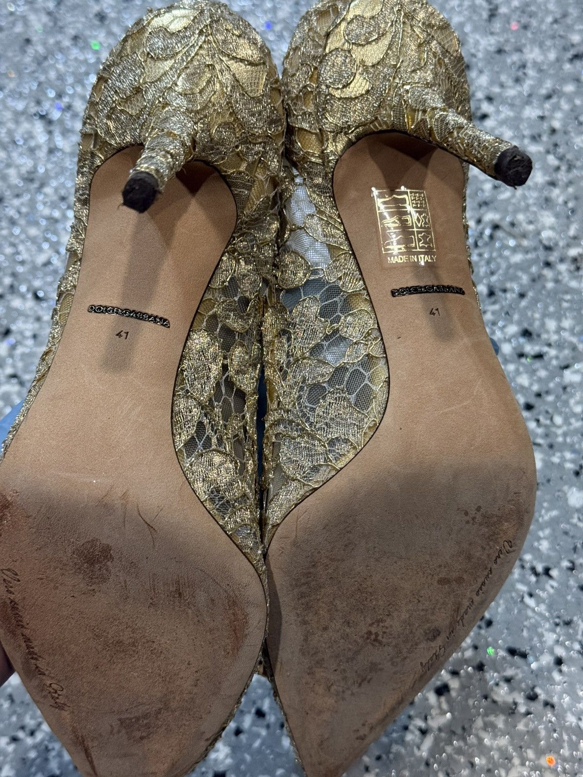 Dolce & Gabbana rhinstone gold heels Size US 9.5 / IT 39.5 - 3 Thumbnail