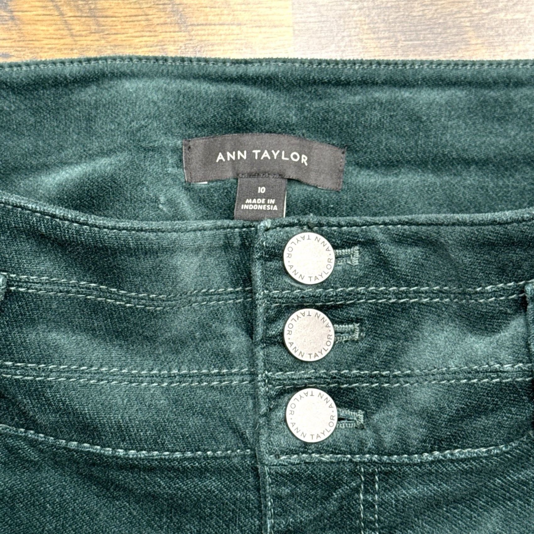 Ann Taylor Ann Taylor Pants Womens 10 Green Velvet High Rise Stretch Size 32" / US 10 / IT 46 - 4 Thumbnail