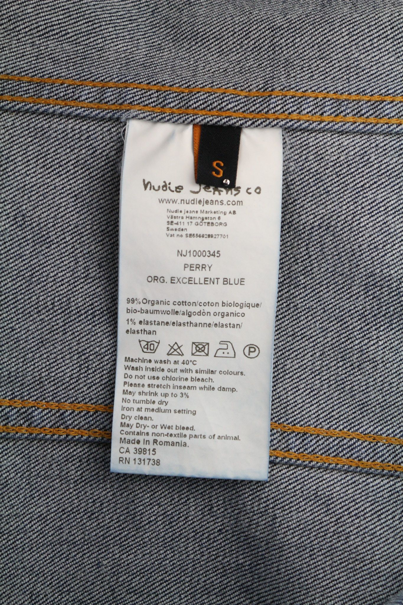 Nudie Jeans PERRY EXCELLENT BLUE S Denim Stretch Blue Jacket 80810 Size US S / EU 44-46 / 1 - 7 Thumbnail