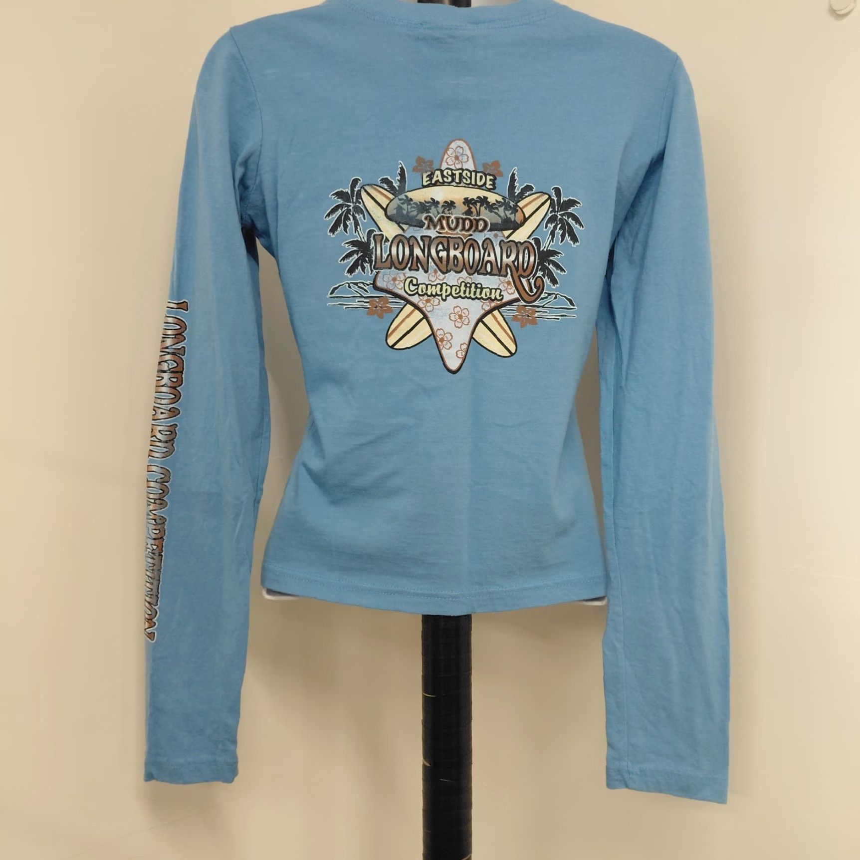 Vintage Mudd Surf Beach Shirt Junior Size Small Blue Long Sleeve Cropped Crewneck Shirt Size S / US 4 / IT 40 - 5 Thumbnail