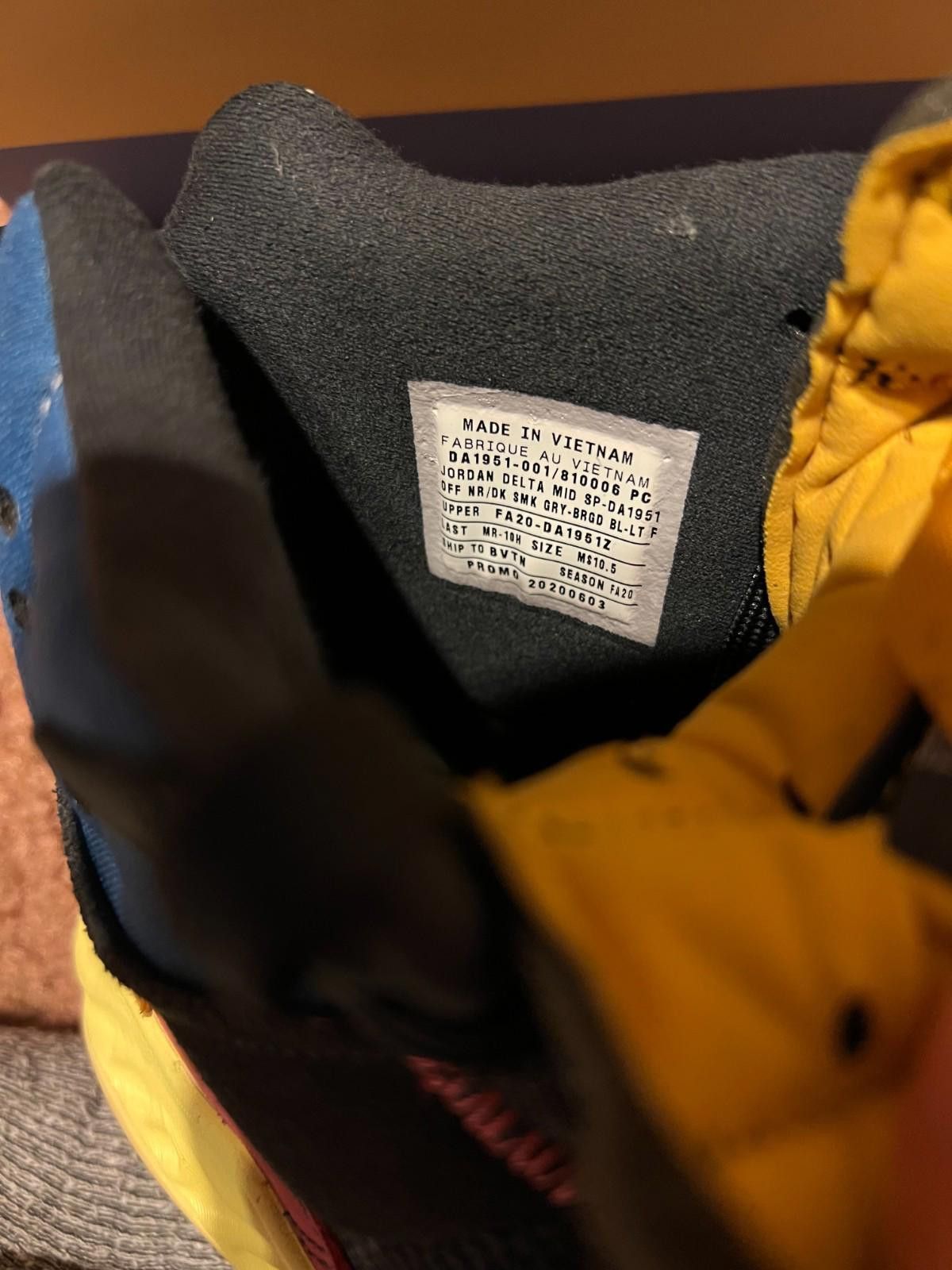 Jordan Brand 2020 Union LA x Jordan Delta Mid 'Off Noir' DA1951 001 Size US 10.5 / EU 43-44 - 11 Thumbnail