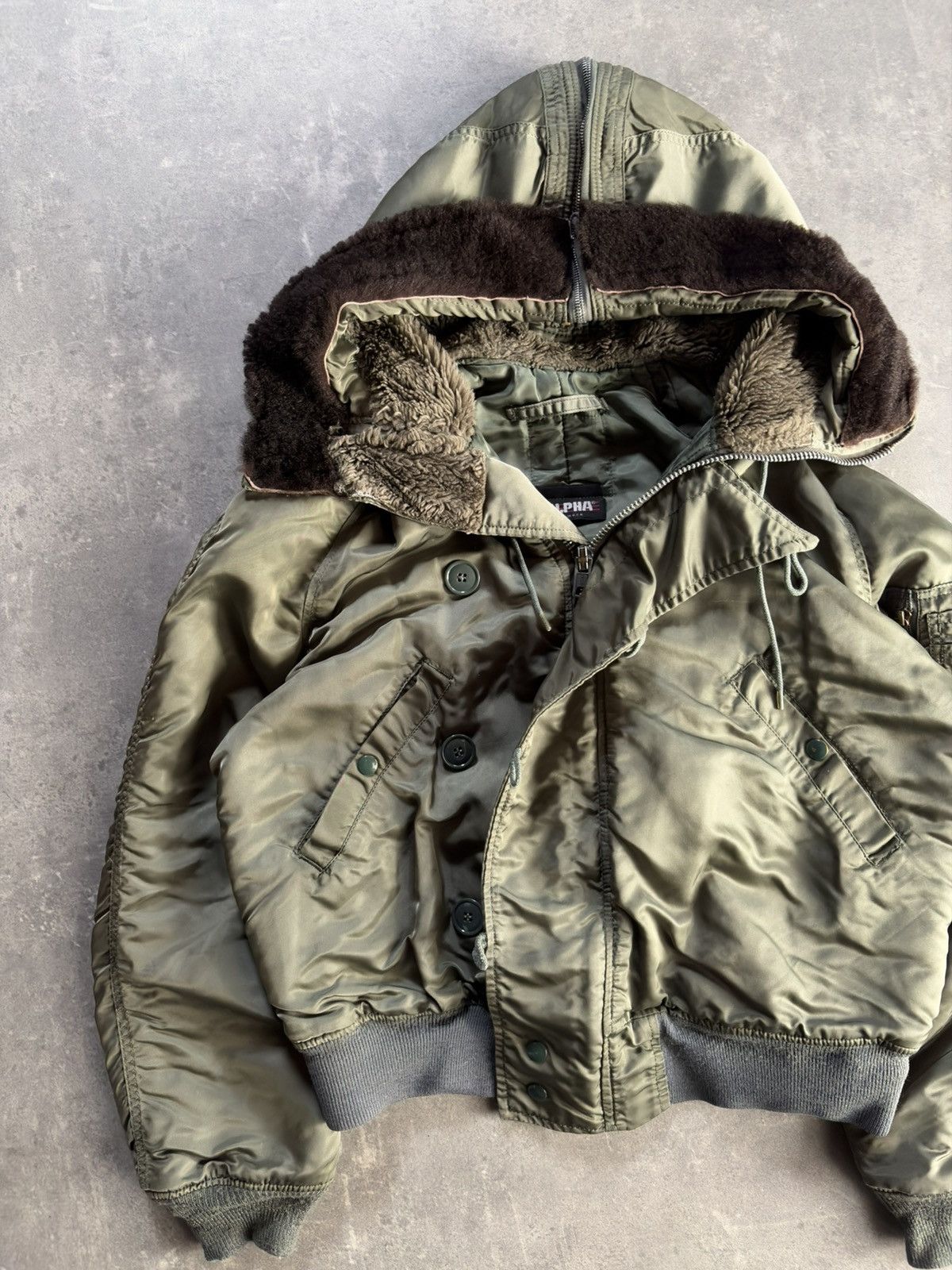 Alpha Industries 80s/90s Alpha Industries N-2B Hooded Vintage Bomber Jacket L Size US XL / EU 56 / 4 - 3 Thumbnail