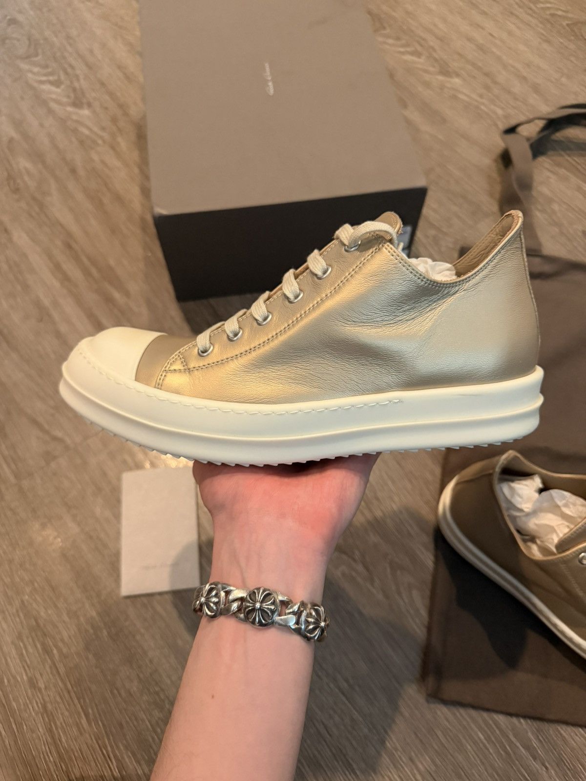 Rick Owens Rick Owens Metallic Gold Ramones Low Size 40.5 Brand New Size US 7.5 / EU 40-41 - 3 Thumbnail
