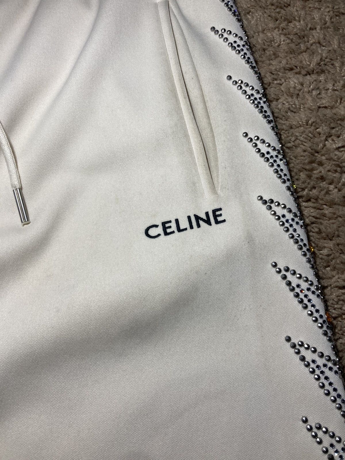 Celine SS23 Celine Lightning Crystal Sweatpants Cream 2023 Jewel S Size US 30 / EU 46 - 3 Thumbnail