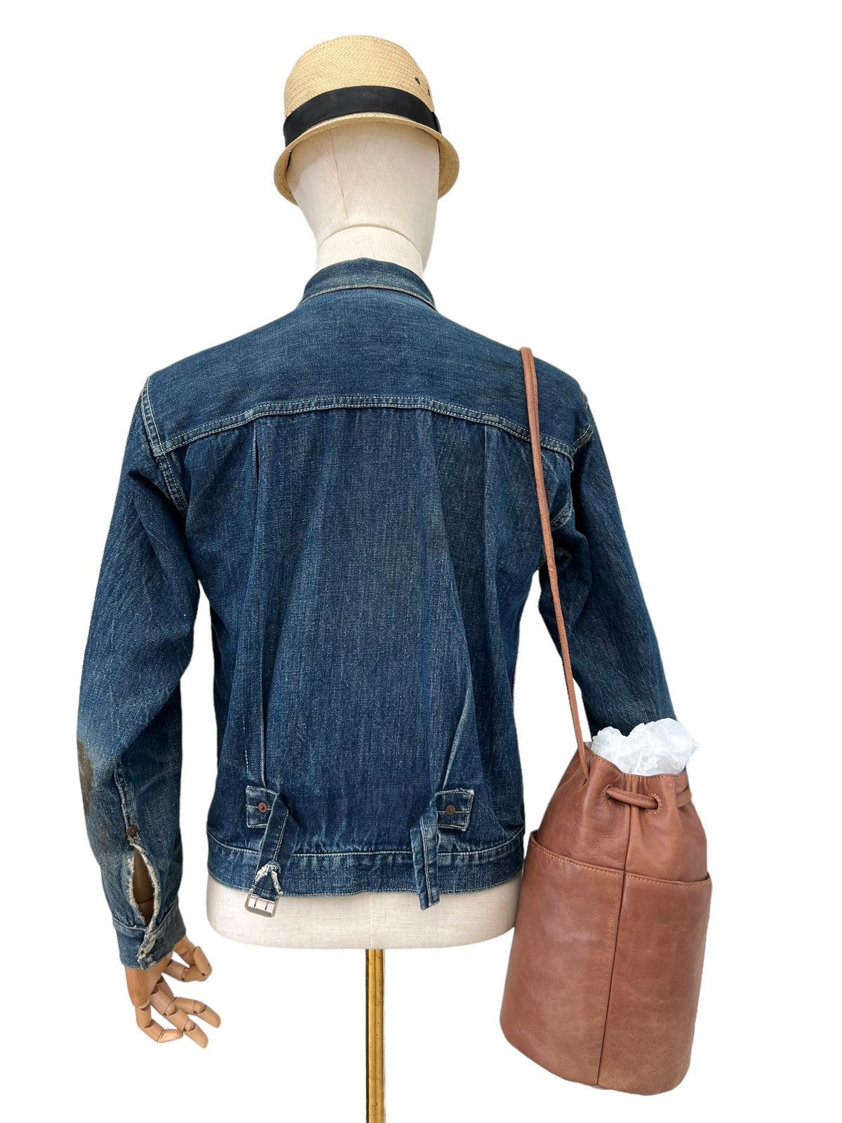 If Six Was Nine × Le Grande Bleu (L.G.B.) GOA Japan Patina Goat Goatskin Leather Bucket Bag Size ONE SIZE - 7 Thumbnail