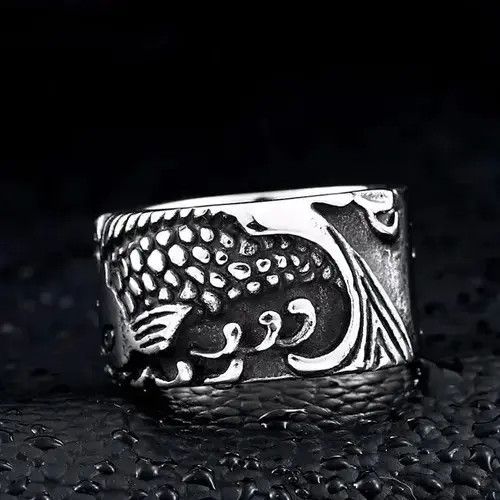 Vintage double fish the couple ring stainless steel 3D design Size ONE SIZE - 3 Thumbnail