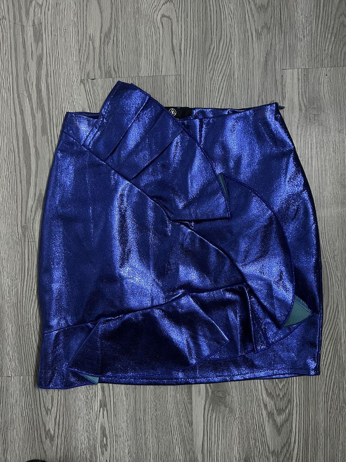 Saint Laurent Paris Missguided blue metallic mini skirt 💙✨ Size 26" / US 2 / IT 38 - 5 Thumbnail