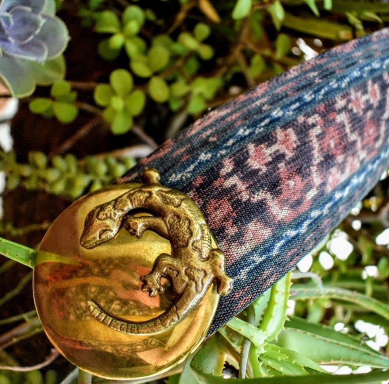 Vintage Vintage Moroccan wide belt with brass gold lizard buckle Size ONE SIZE - 2 Thumbnail