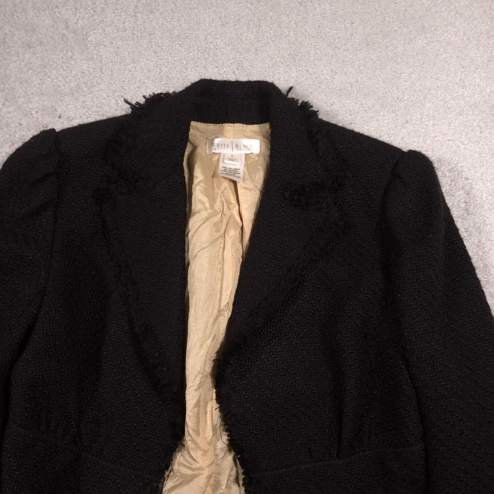 White House Black Market VINTAGE White House Black Market Blazer Womens 0 Black Boucle Fringe Career Jacket Size XS / US 0-2 / IT 36-38 - 3 Thumbnail