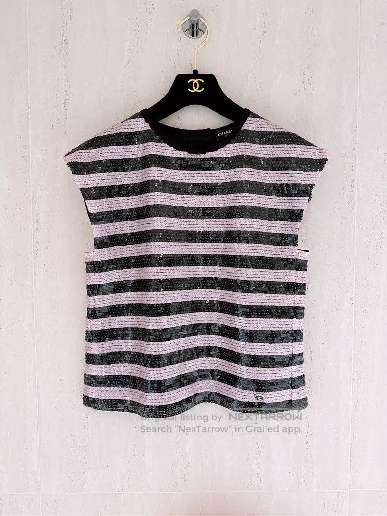 Chanel Chanel 22C Early Spring Vacation Full Sequin Striped Vest Size XXS / US 00 / IT 34 - 1 Thumbnail