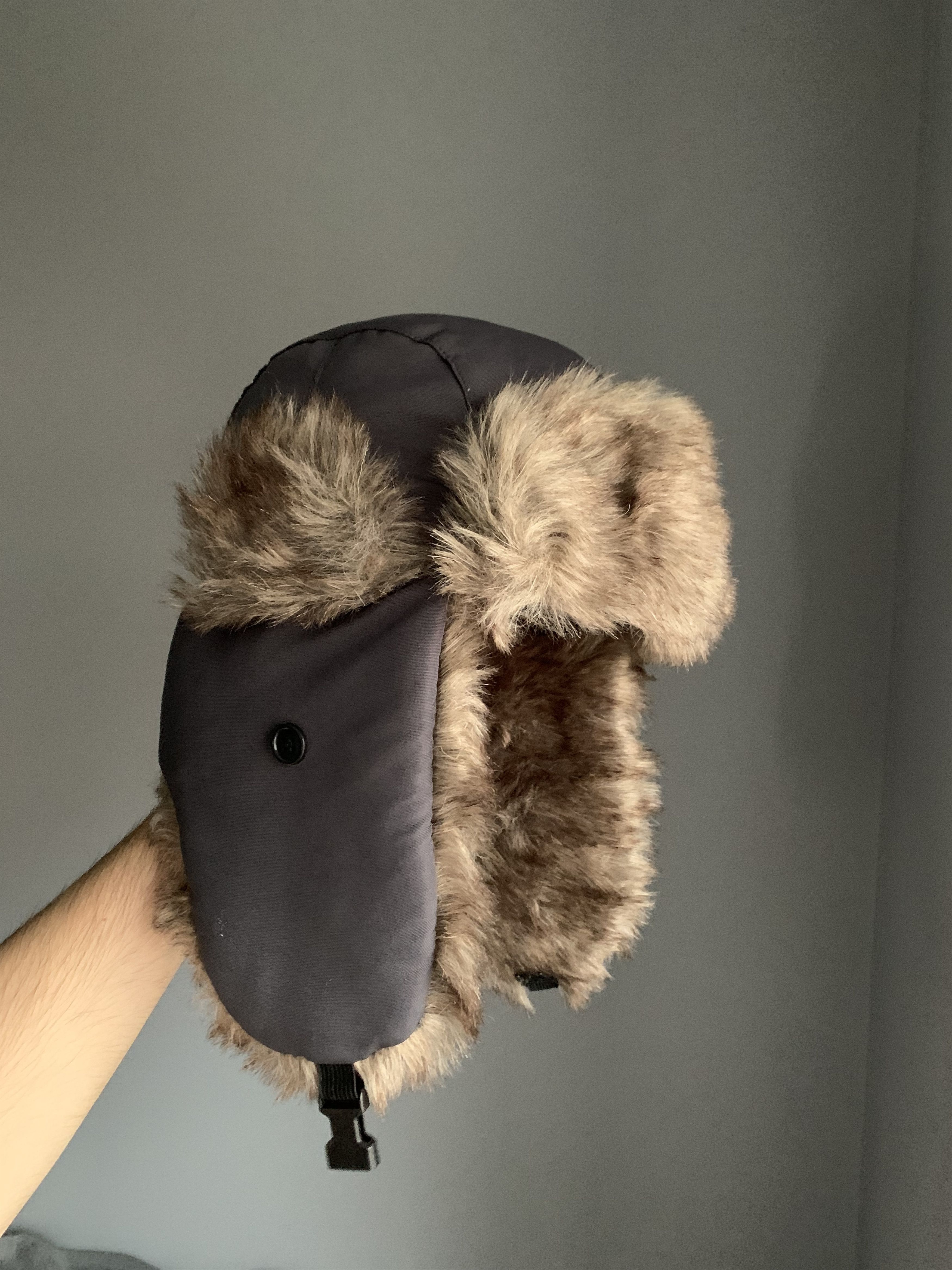 Pre-owned Avant Garde Crazy Y2k Mohair Fuzzy Hat Ushanka Punk Huge In Grey