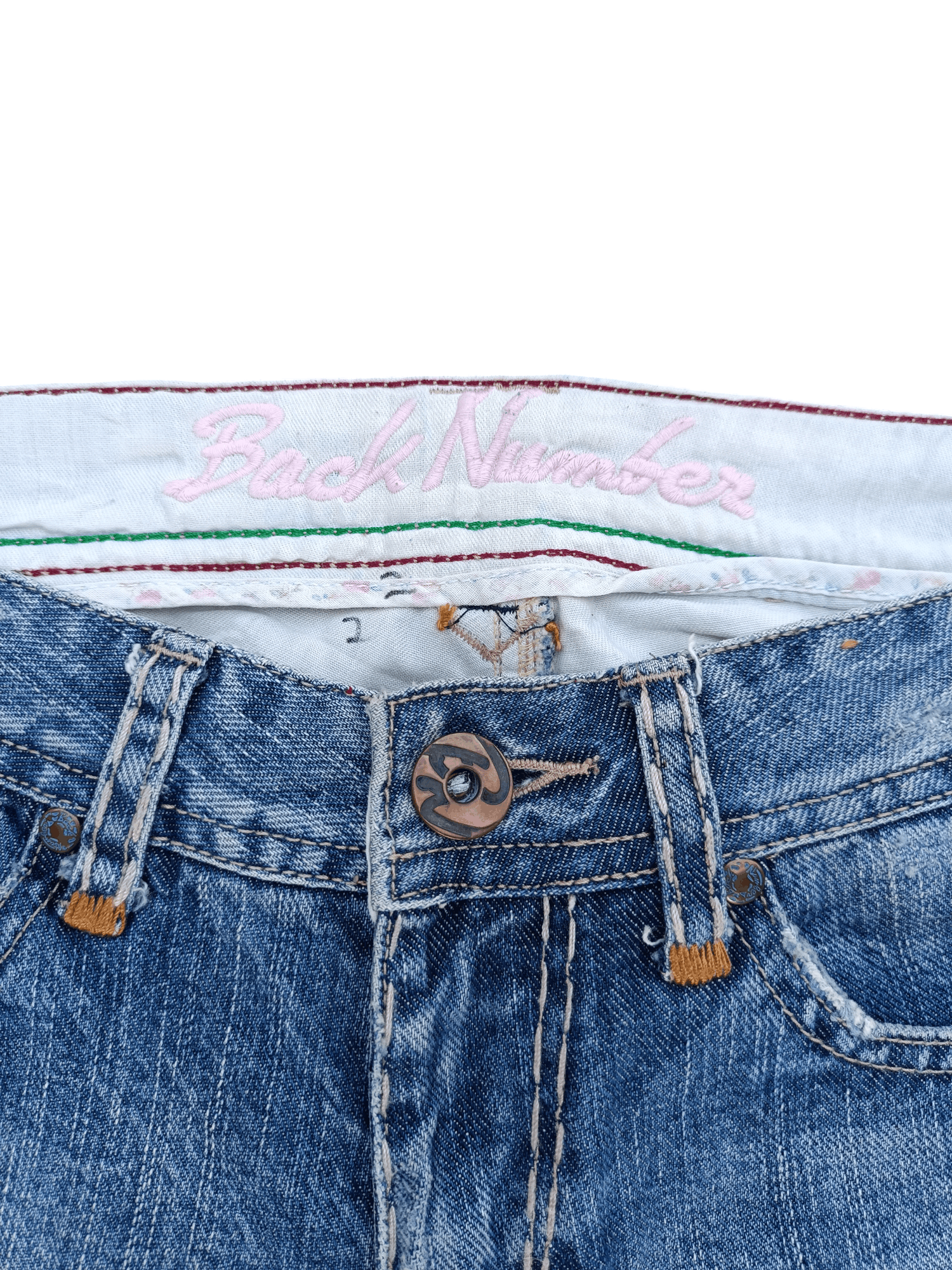 Japanese Brand FLARED ⚡️ Back Number Floral Distressed Faded Bootcut Denim Size US 30 / EU 46 - 11 Thumbnail