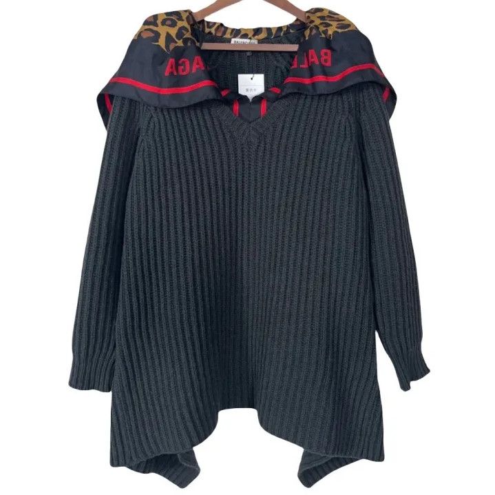 Balenciaga Balenciaga Logo Wool and Silk Knitted Sweater Size US M / EU 48-50 / 2 - 1 Thumbnail