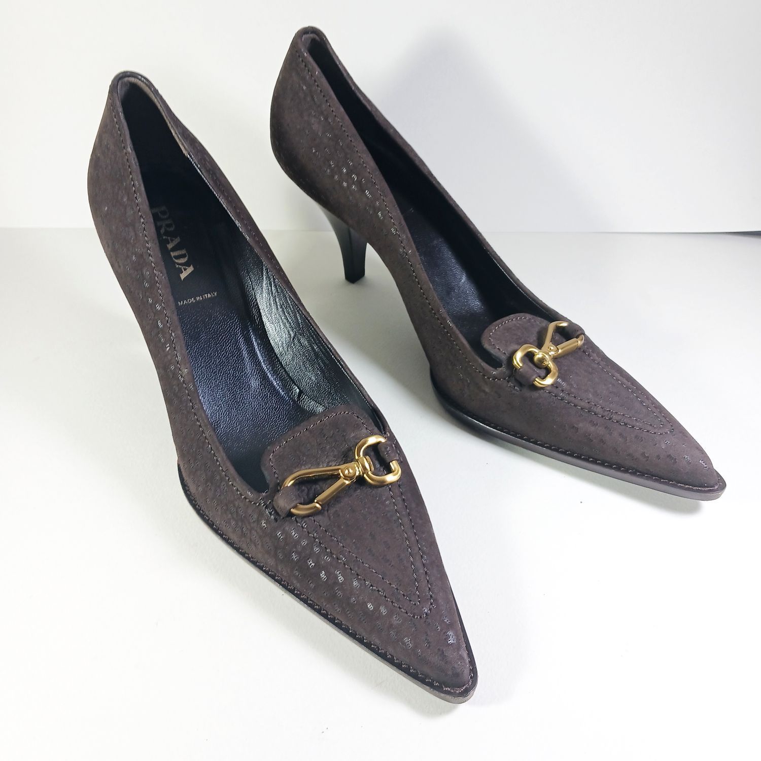 Prada Brown 39EU Suede Pointed Toe High Heel Classic Pumps