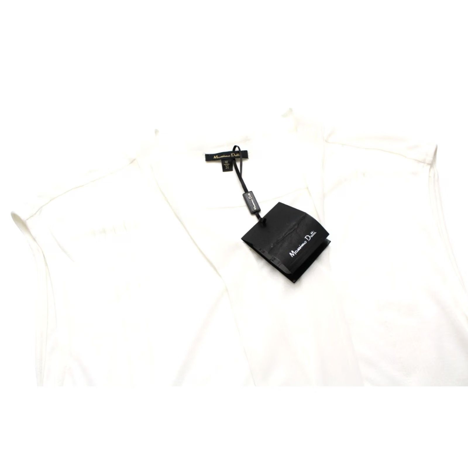 Massimo Dutti Massimo Dutti Blouse Women's MEDIUM Sleeveless Self Tie Pleated Details White Size M / US 6-8 / IT 42-44 - 4 Thumbnail