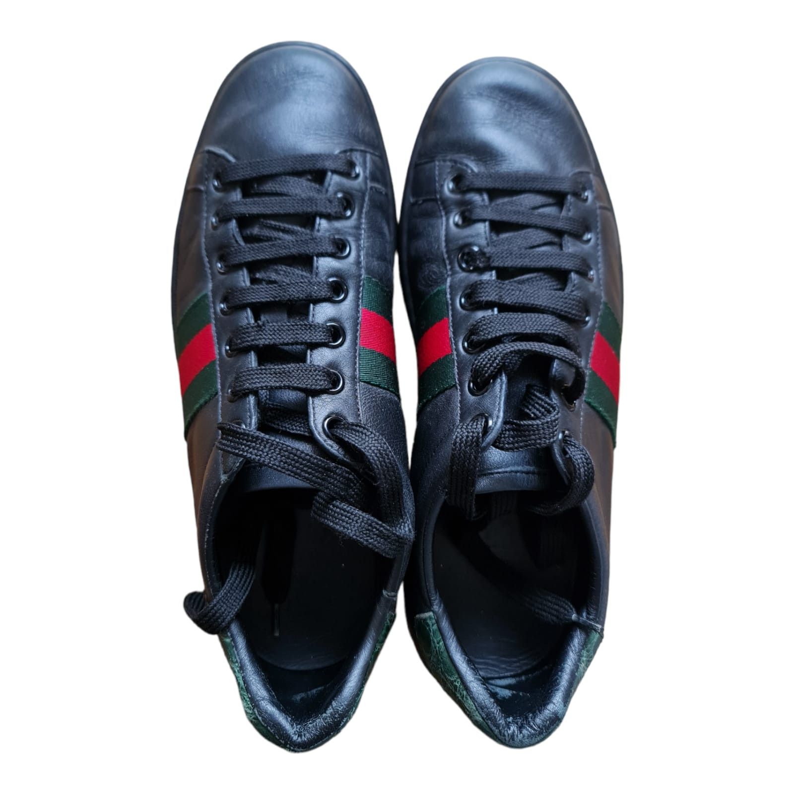 Gucci GUCCI ACE BLACK Unisex LEATHER SHOES TRAINERS SNEAKER Size US 5 / IT 35 - 10 Thumbnail