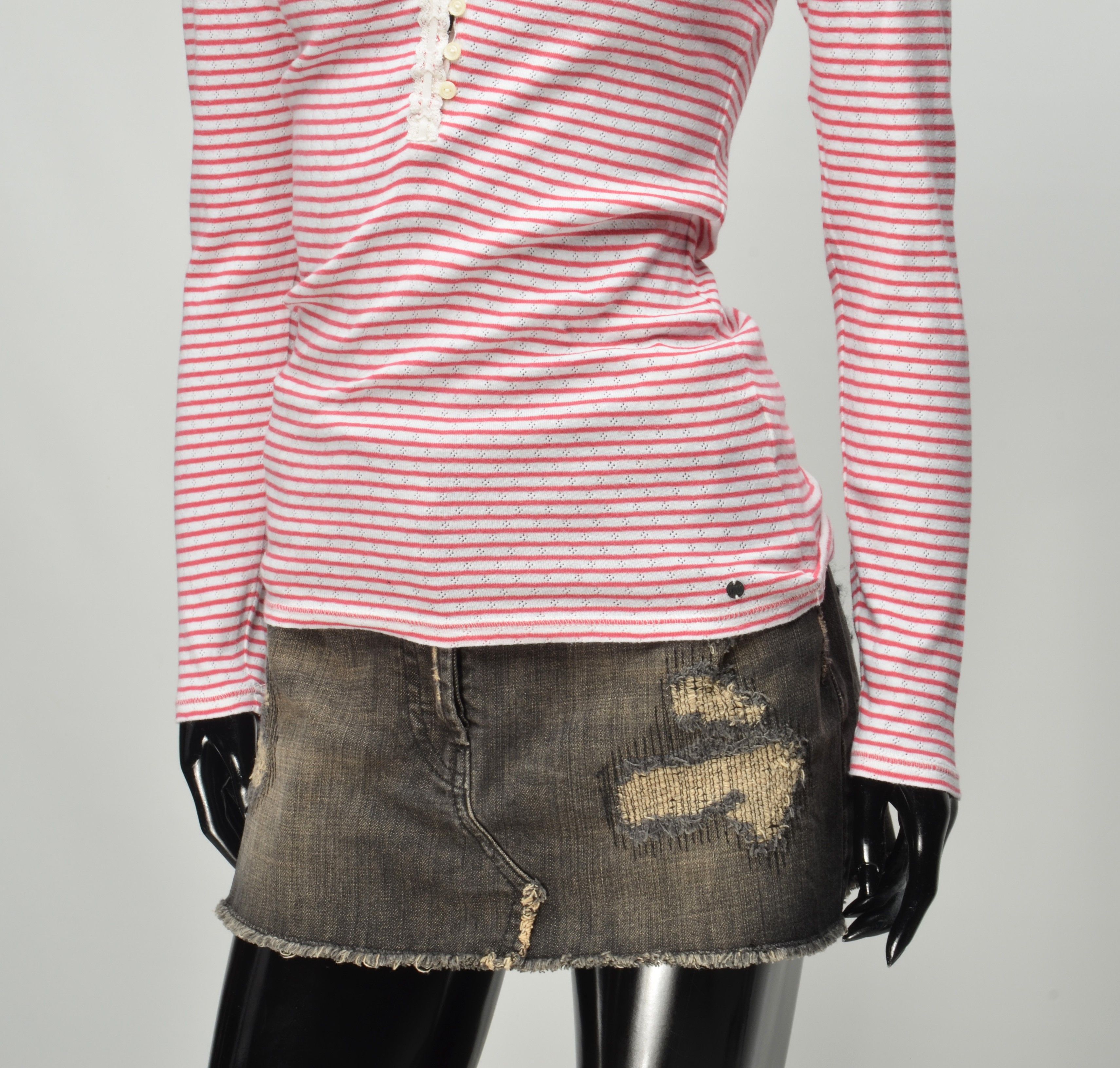 Denim & Supply Ralph Lauren Ralph Lauren Denim & Supply Y2K Striped Babydoll Henley Top Size S / US 4 / IT 40 - 3 Thumbnail